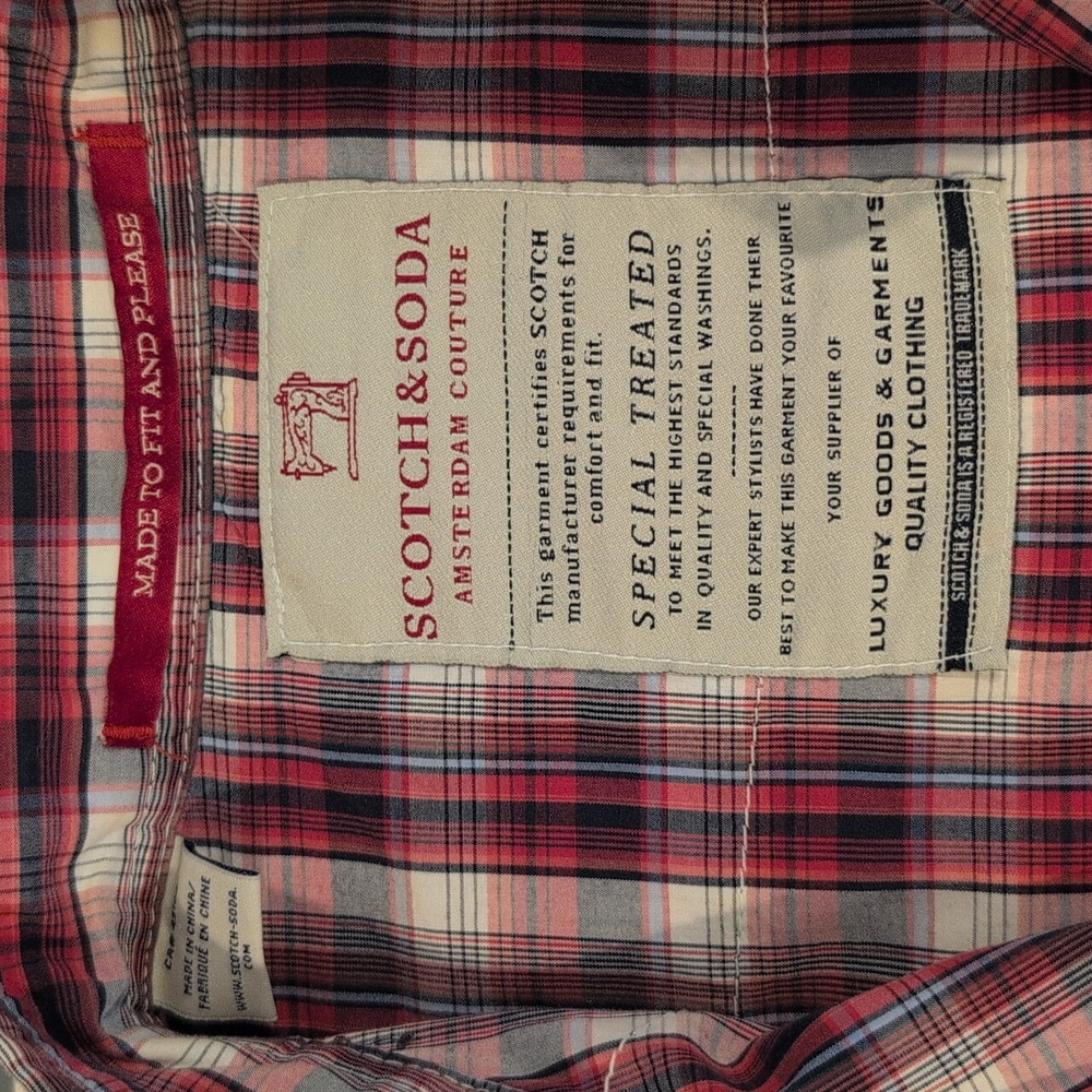 Scotch & Soda Men's Medium Western Long Sleeve Snap Button Down Plaid Shirt - Picture 2 of 16